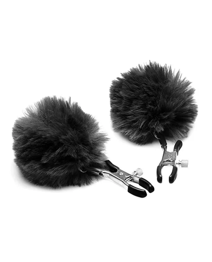 XR Brands Charmed Anal Pom Pom Nipple Clamps Black XR Brands Charmed Anal Pom Pom Nipple Clamps Black