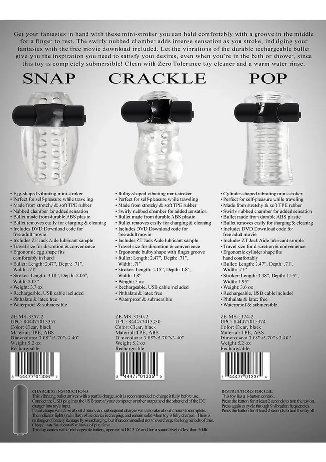 Zero Tolerance Zero Tolerance Pop Compact Textured Stroker with Rechargeable Bullet and DVD Download Male Sex Toys