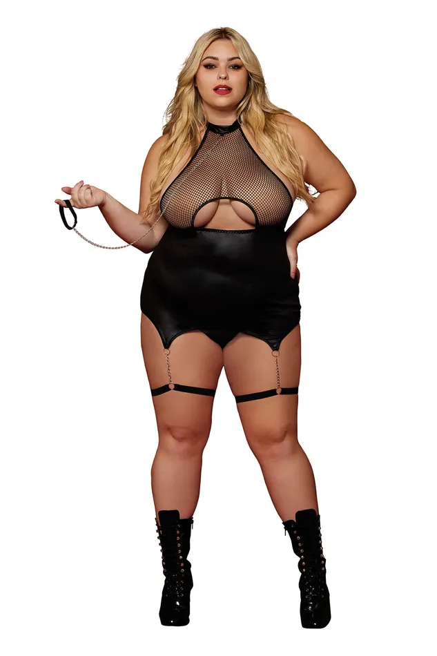 Anal 2024 Holiday Sale Specials Garter Slip and Leash Queen Size Black