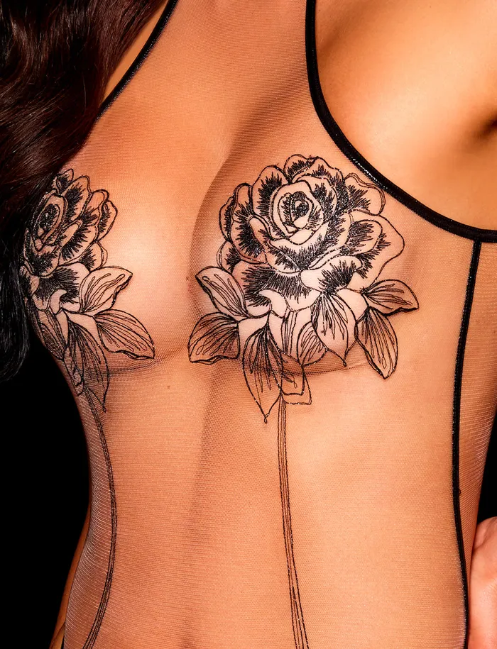 Anal Honey Birdette Rosa Black Bodysuit