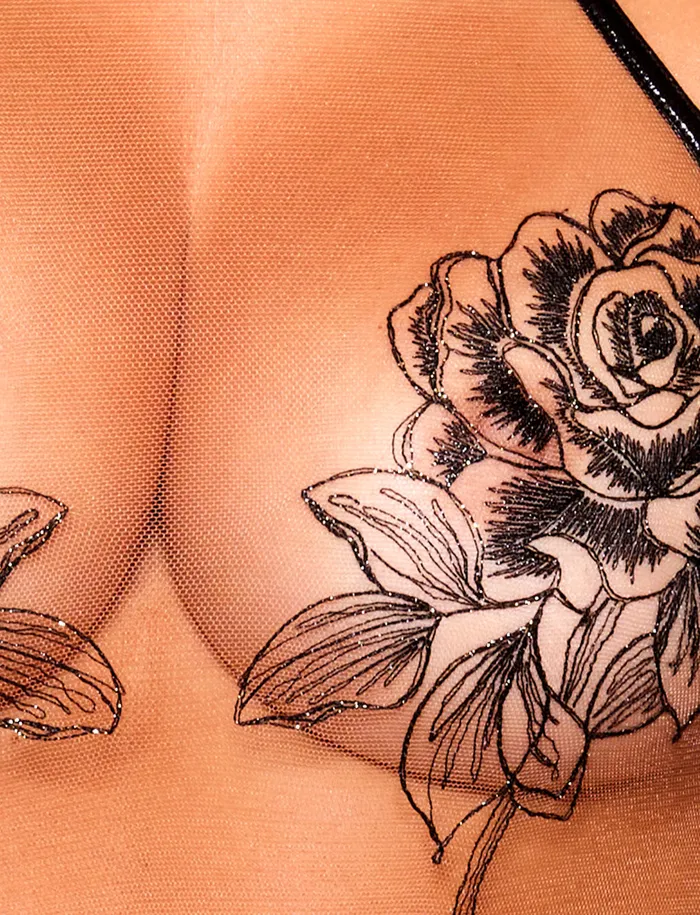 Anal Honey Birdette Rosa Black Bodysuit