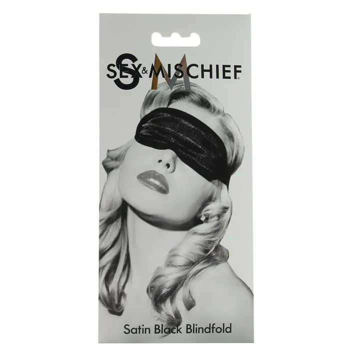 Anal Sex Mischief Satin Blindfold in Black Pink Cherry Anal Sex Mischief Satin Blindfold in Black Pink Cherry