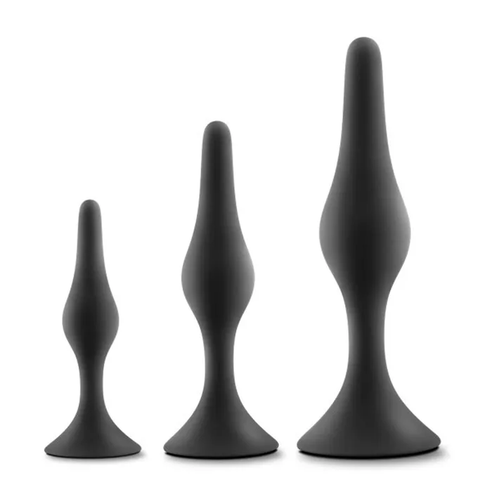 Blush Anal Adventures Platinum Silicone Beginner Plug Kit Black Anal