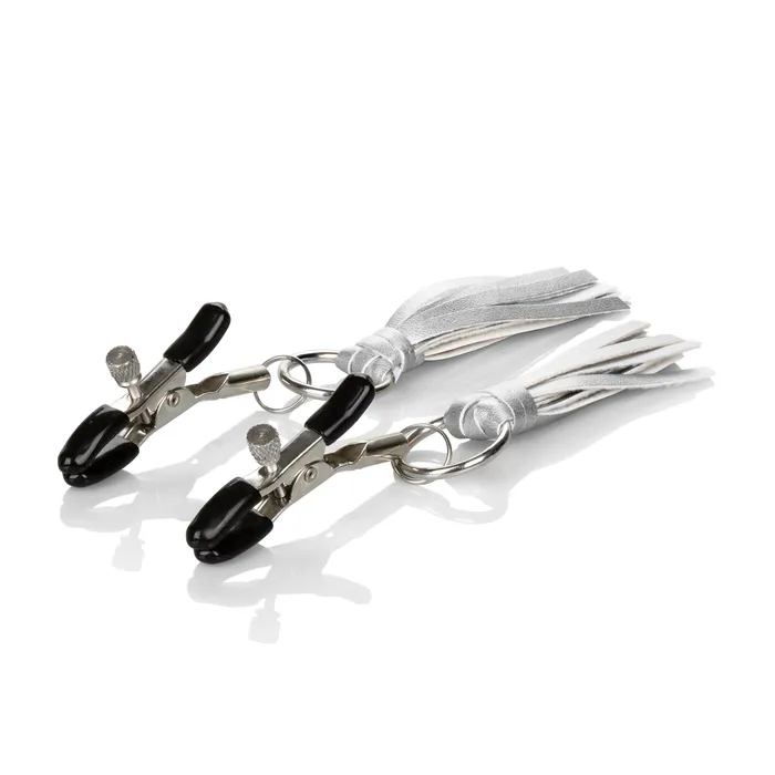 Couples CalExotics Nipple Play Playful Tassels Nipple Clamps Silver