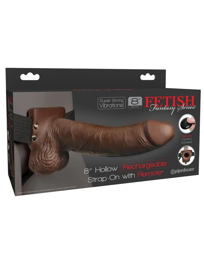 Fetish Fantasy Series 8 Inch Hollow Rechargeable Strapon With Remote Brown Pipedream Female Sex Toys Fetish Fantasy Series 8 Inch Hollow Rechargeable Strapon With Remote Brown Pipedream Female Sex Toys