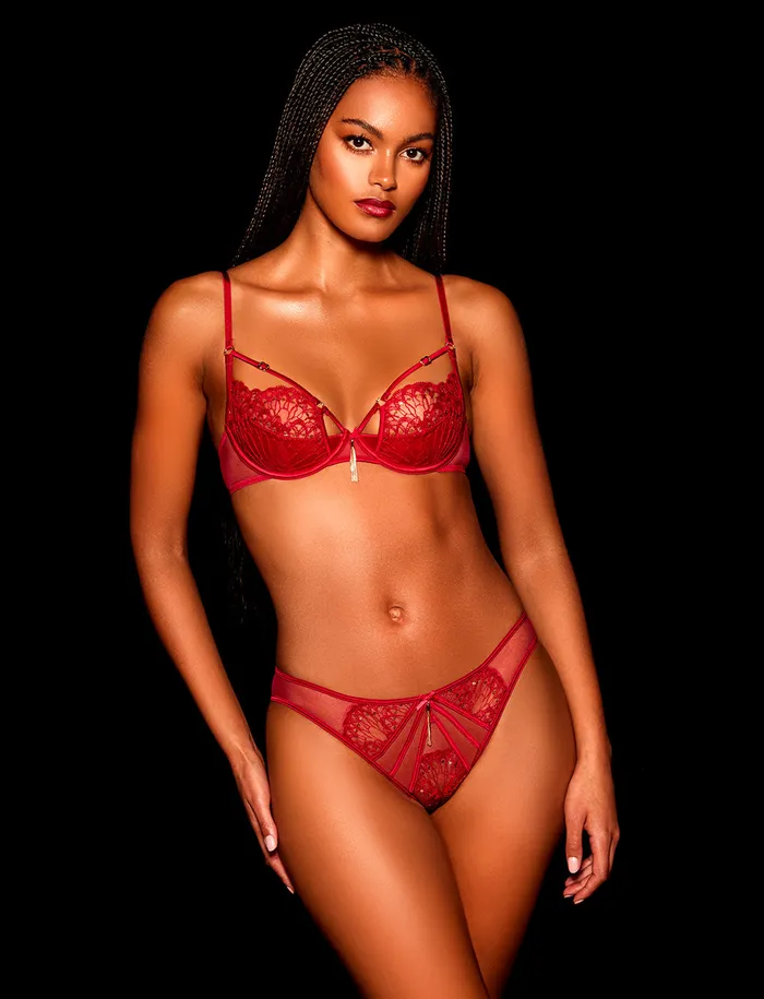 Gloria Red Bra Bottoms Lingerie Set Honey Birdette Anal