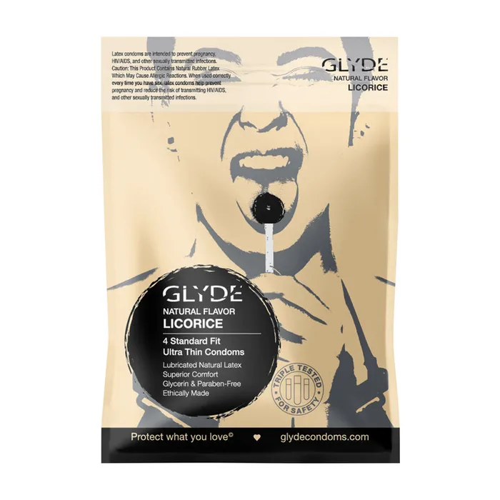 GLYDE Ultra Thin Fit Organic Licorice Flavored Condoms 4pk GLYDE Female Sex Toys GLYDE Ultra Thin Fit Organic Licorice Flavored Condoms 4pk GLYDE Female Sex Toys