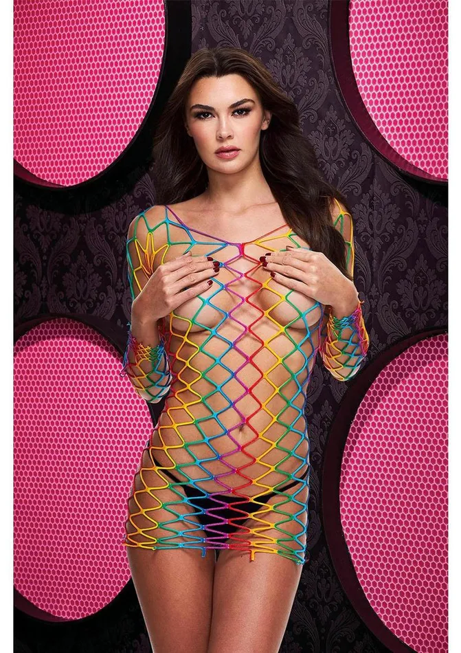 Lapdance Female Sex Toys Fencenet Rainbow Mini Dress One Size