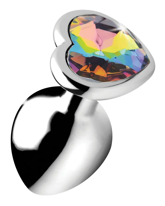XR Brands Male Sex Toys Rainbow Prism Heart Anal Plug Medium